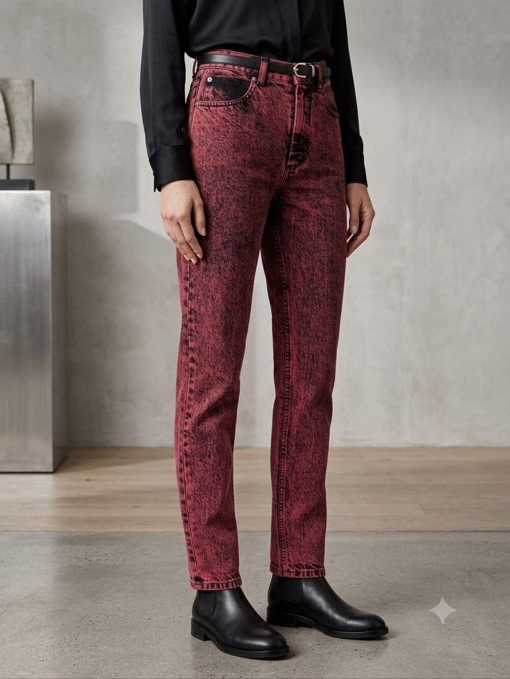 Rachel Comey Pink Red Acid Wash High Rise Straight Leg Jeans Sz 2 / S